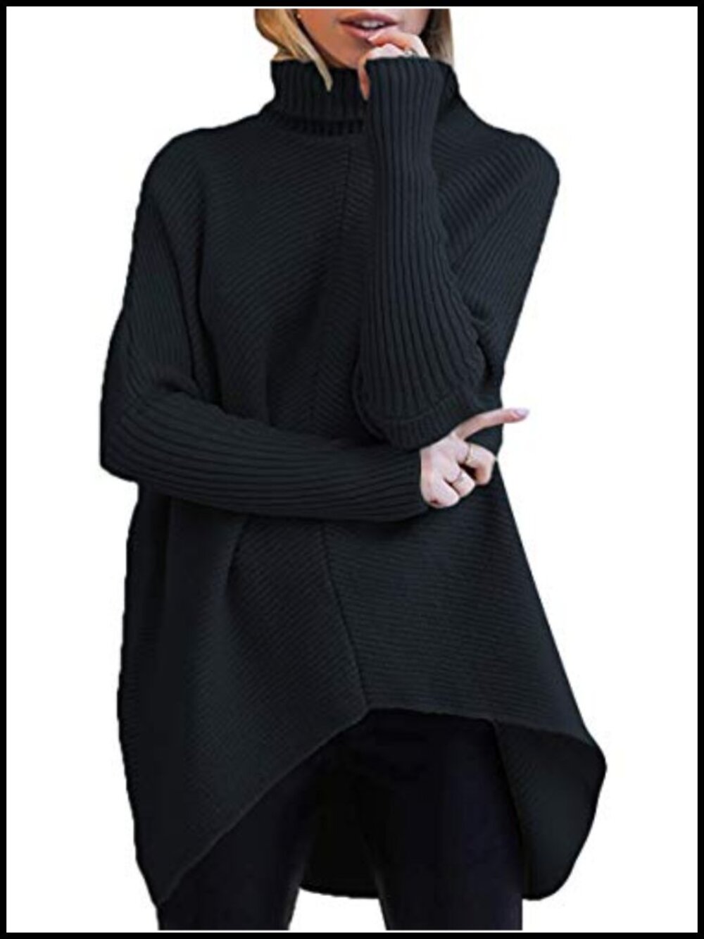 Oversized Turtleneck Sweater Batwing Tunic Tops Fall